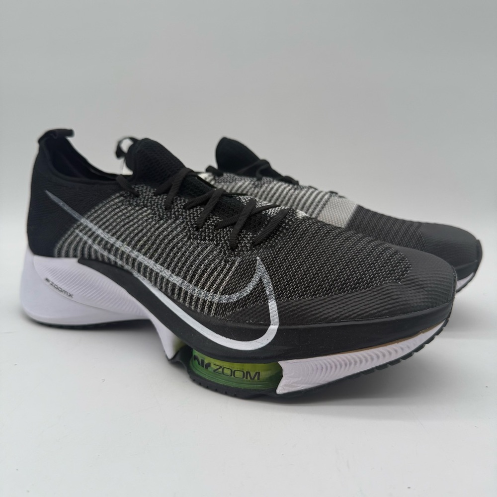 Nike Air Zoom Tempo NEXT% Flyknit Black White Volt Mens Size 13 CI9923-001 New